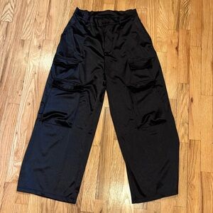 Zara Midnight Black Wide-Leg Cargo Trousers